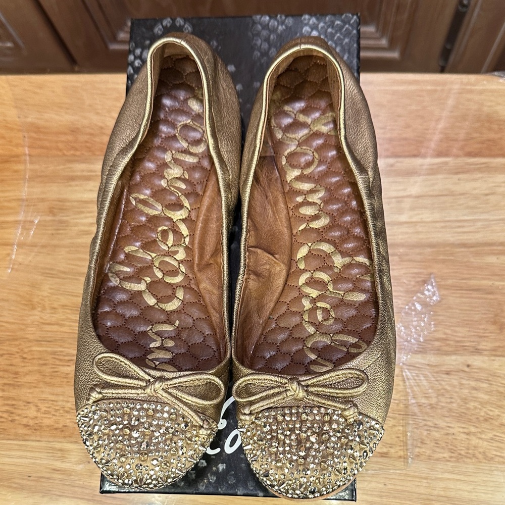 Sam Edelman Gold Sparkle Flats with Bow